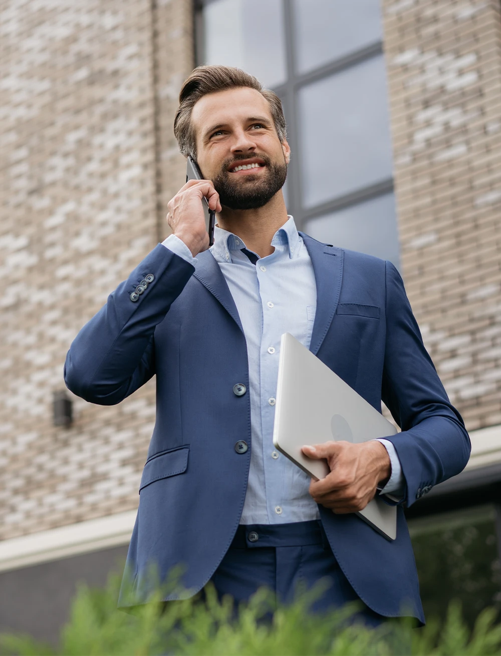 Strata manager talking on the phone